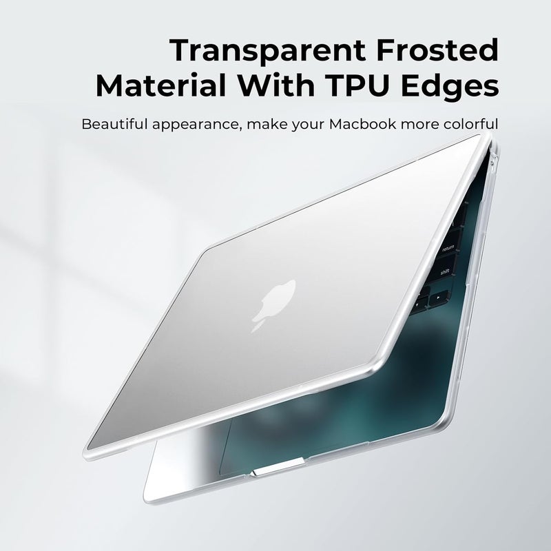 BlueSwan Anti-Cracking Hard Shell Case Compatible with MacBook Air 13 inch M4 M3 M2 2026 2025-2022 A3240 A3113 A2681, Drop Protection Soft TPU Bumper PC Base for Air 13.6 inch, Frosted White - Image 3